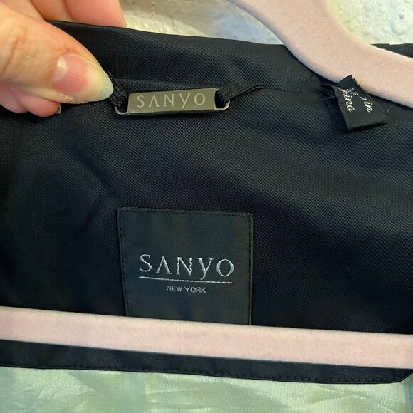 Sanyo Zip Up Rain Jacket Men's Small Black Hooded Mid Length Pockets PA234 - Picture 10 of 16